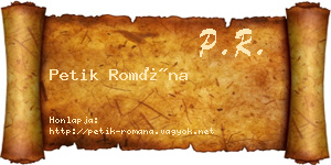 Petik Romána névjegykártya